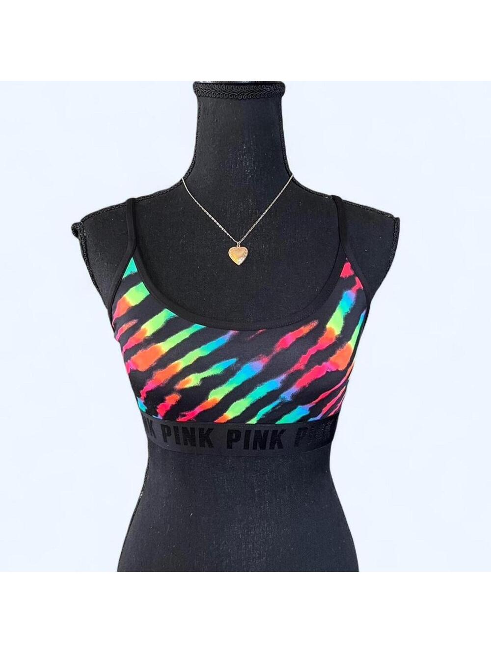 Victoria’s Secret Pink y2k rainbow zebra print bralette size small 💗
